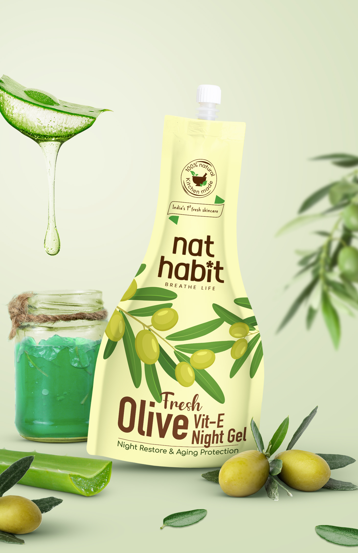 Fresh Olive Vit-E Night Gel Face Pack